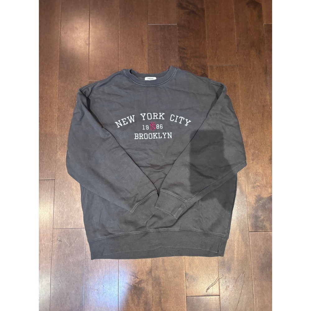 Garage New York City Brooklyn Graphic Sweatshirt Charcoal Grey Crewneck